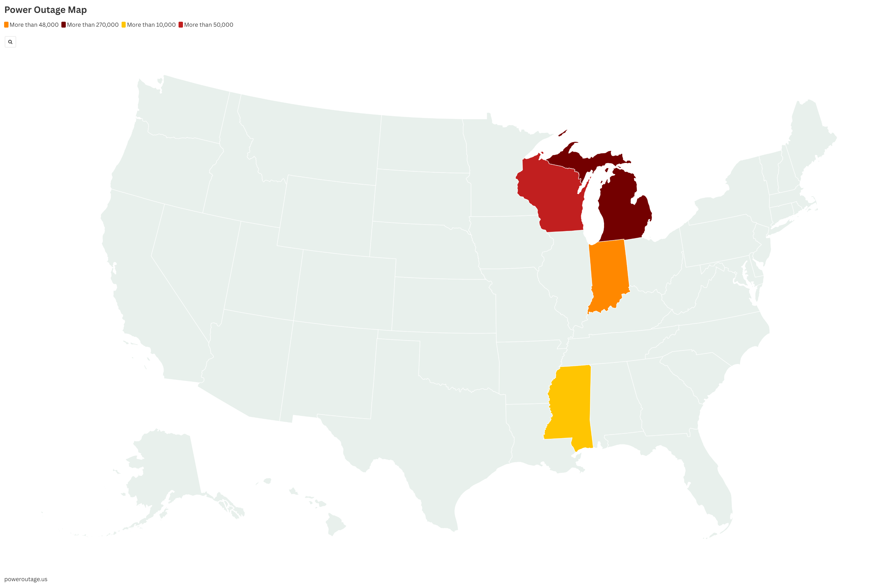 Map Shows Nearly 400,000 People Without Power in 4 States