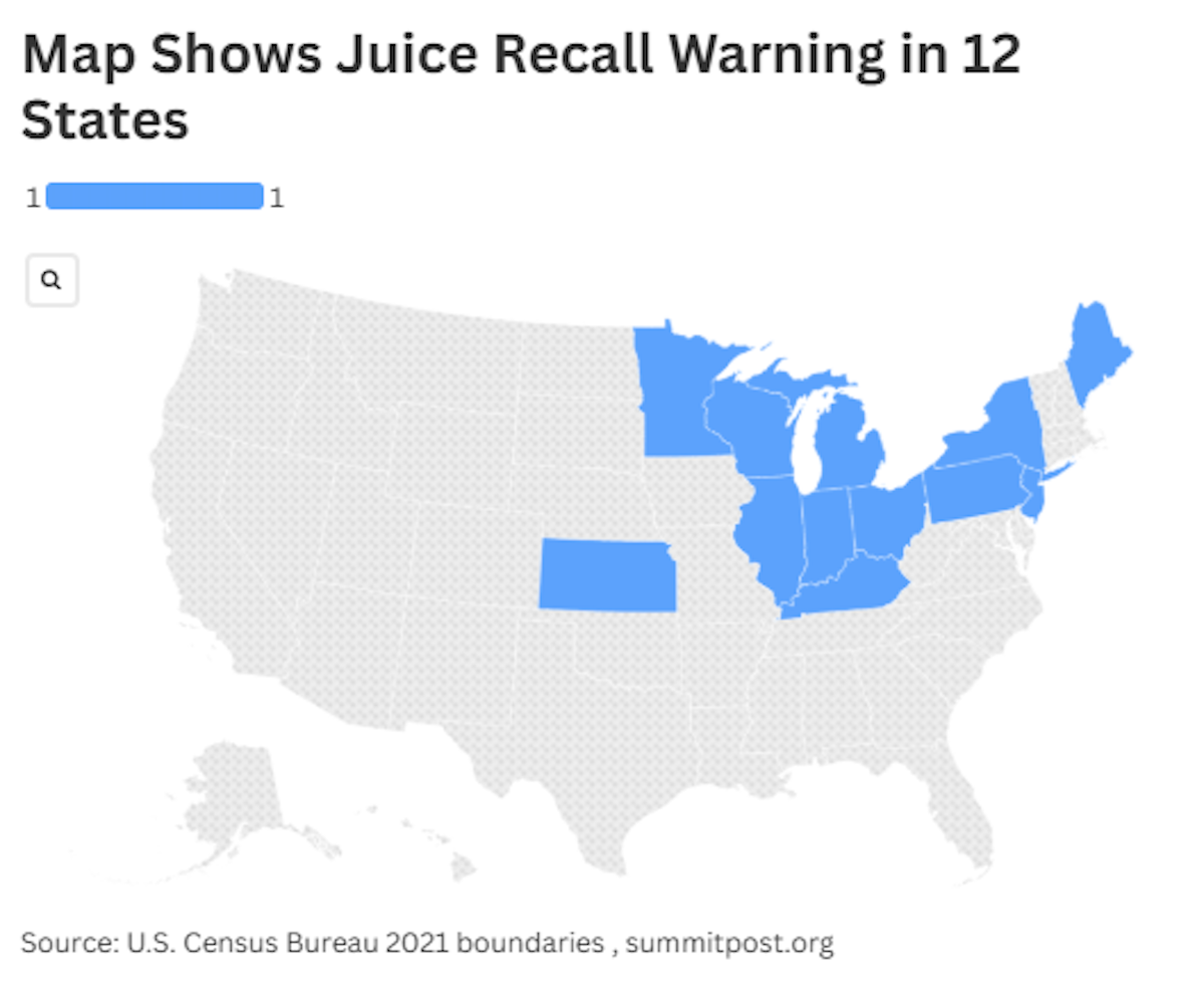 Map Shows Juice Recall Warning in 12 States