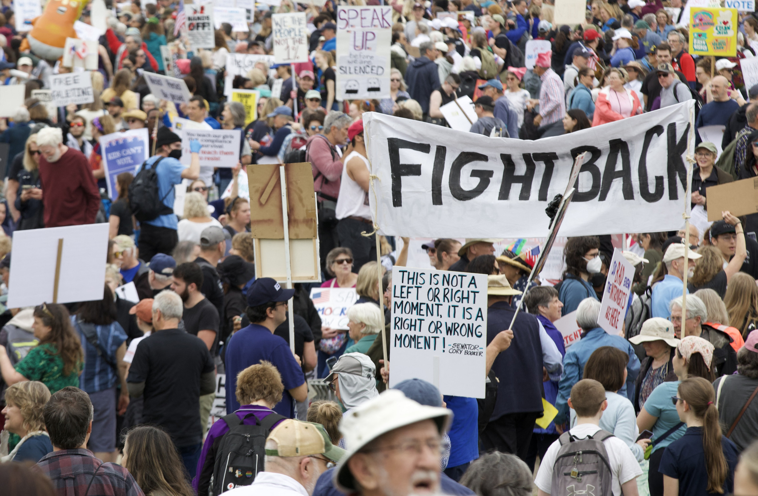 Photos: Massive Crowds at Anti-Trump, Musk ‘Hands Off’ Rallies Across US