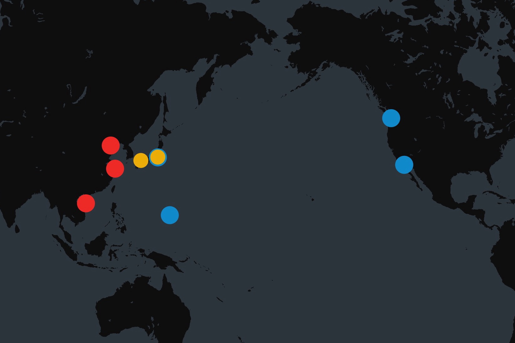 Map Shows US and Chinese Aircraft Carriers in Pacific This Week