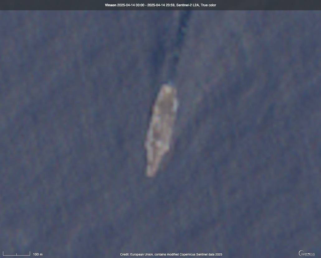 New satellite photos show U.S. aircraft carrier USS Carl Vinson deployed for Middle East attacks