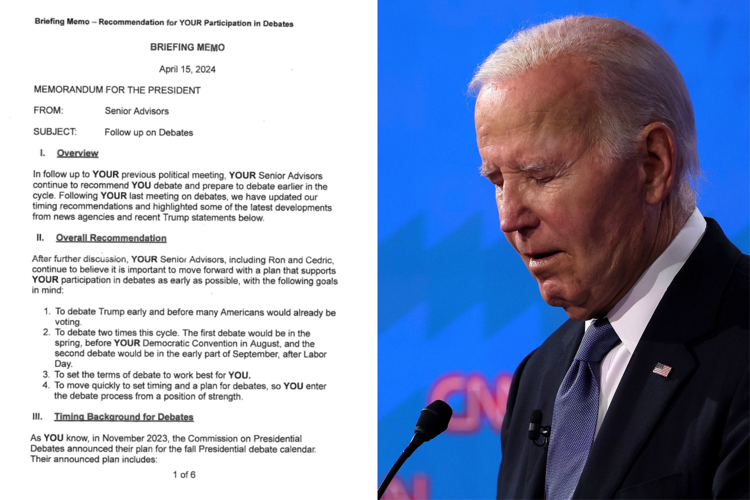 Read the Infamous Memo That Urged Biden to Debate Trump Early